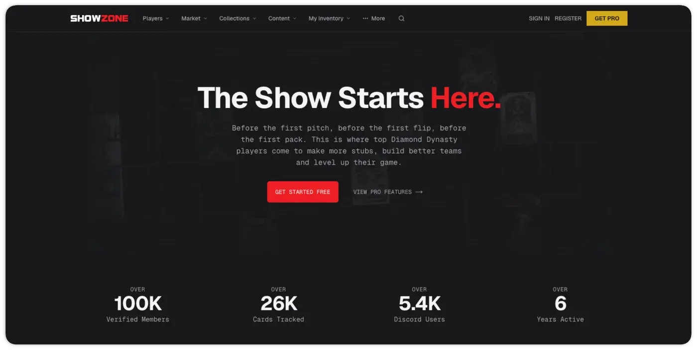 ShowZone home page hero reading The Show Starts Here